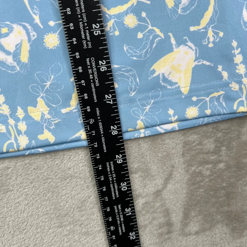 Waggle Buzzin Polo Shirt Mens‎ Large Blue Bee Floral Print Performance Stretch - Picture 5 of 9